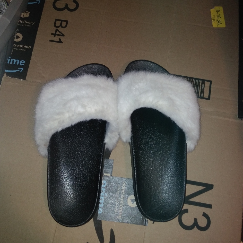 White Fur Slides
